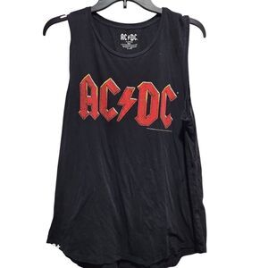 ACDC Tank Top Womens Large 2014 Band Tee Sleeveless Black Rock Graphic